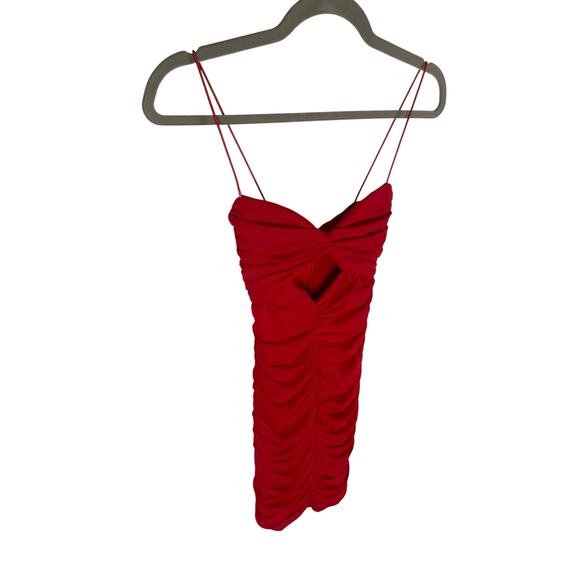 Nookie Monroe Mini Dress Cutout Ruched Mesh Sexy Party Cocktail Hoco Flame XS - Picture 5 of 11